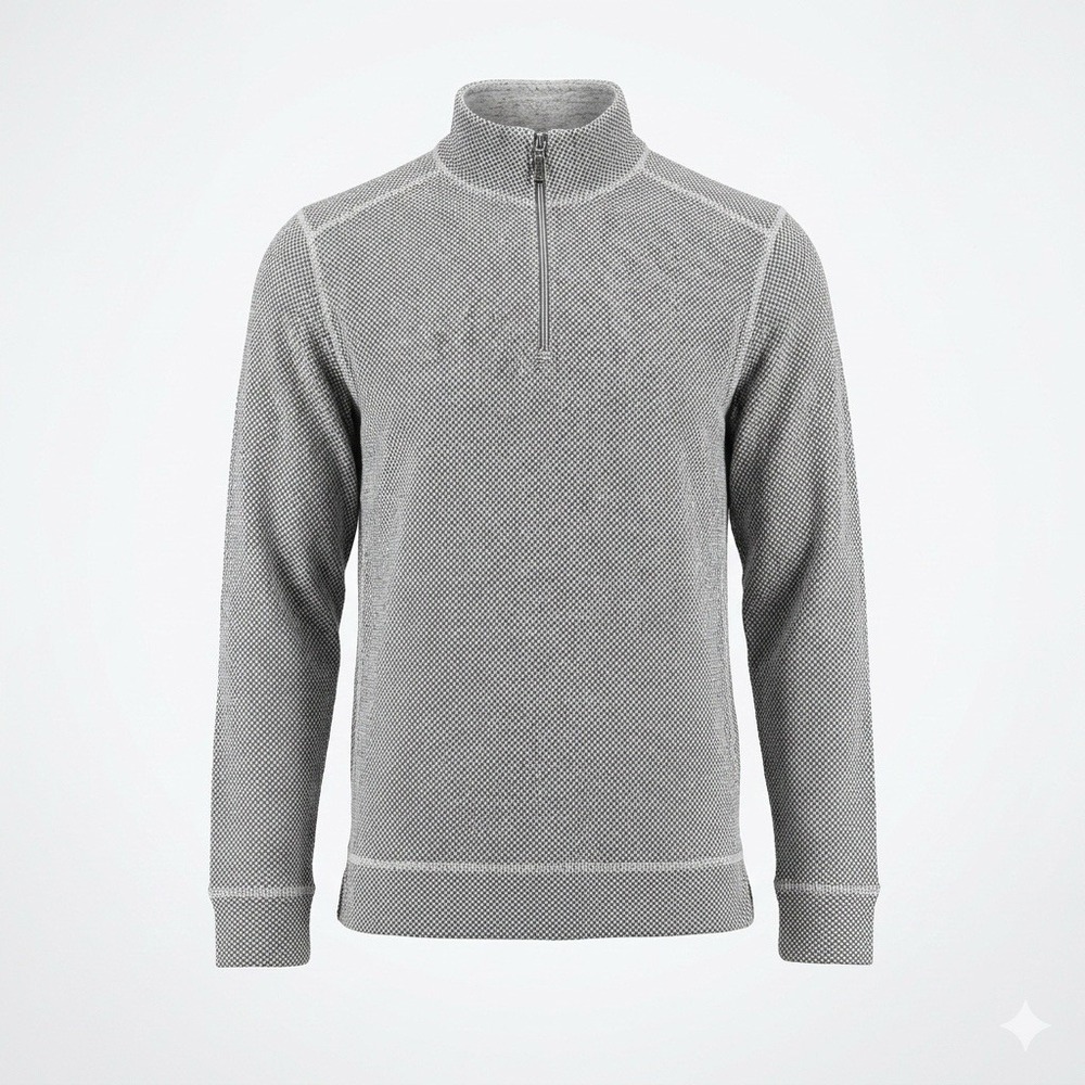 Rainforest Mens Small Quarter Zip Pullover Gray Herringbone Cotton Blend‎